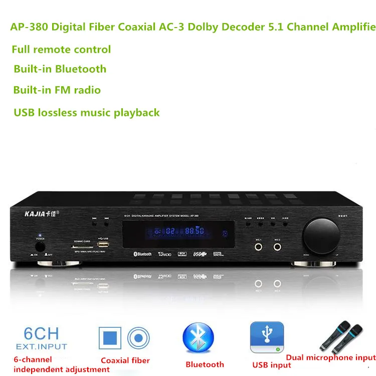 NP-380 5.1 amplifer HIFI Bluetooth home theater audio amplifier Digital fiber coaxial AC-3 decoding USB lossless music play NP-380 5.1 amplifer HIFI Bluetooth home theater audio amplifier Digital fiber coaxial AC-3 decoding USB lossless music play