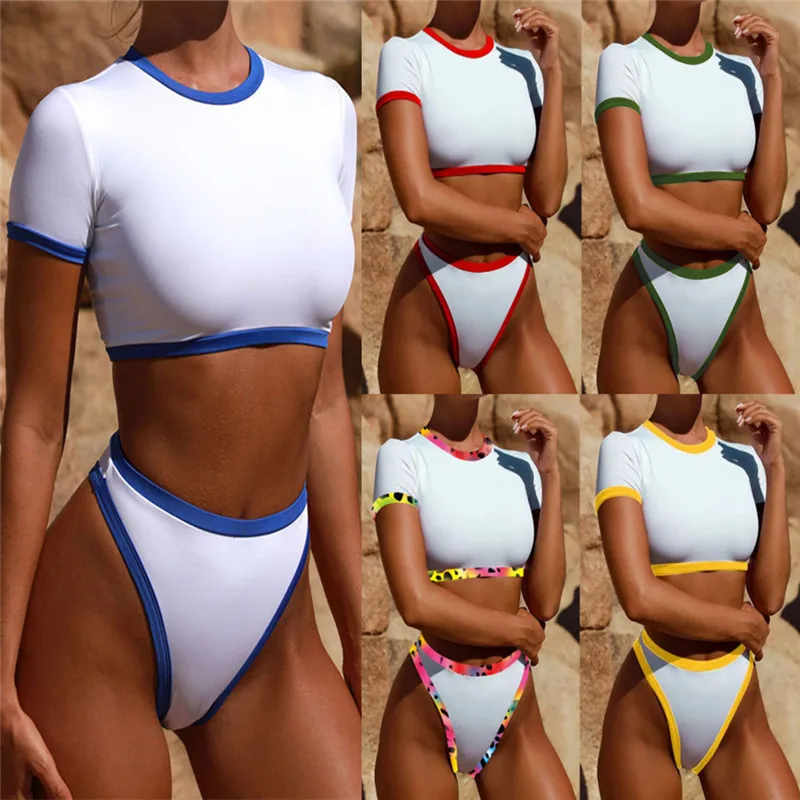

Womail Sexy Solid Sport Bikini Swimwear Swimsuits Binikis Sets Women Beach Push-up Padded Bra summer beach suit