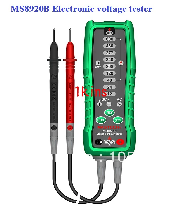 

Free Shipping MASTECH MS8920B Non-contact AC/DC Voltage Detector 12V-600V Testing Range Electronic Tester with GFCI Check
