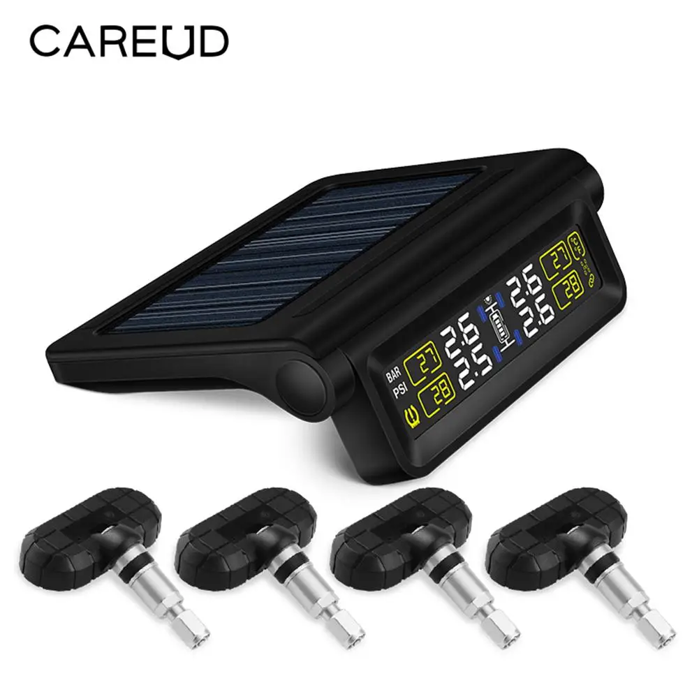 

TPMS Built-in Lithium Battery USB Cable Solar Energy Two Power Supply Car Tire Pressure Monitor T318 Car Auto Styling Accessorie