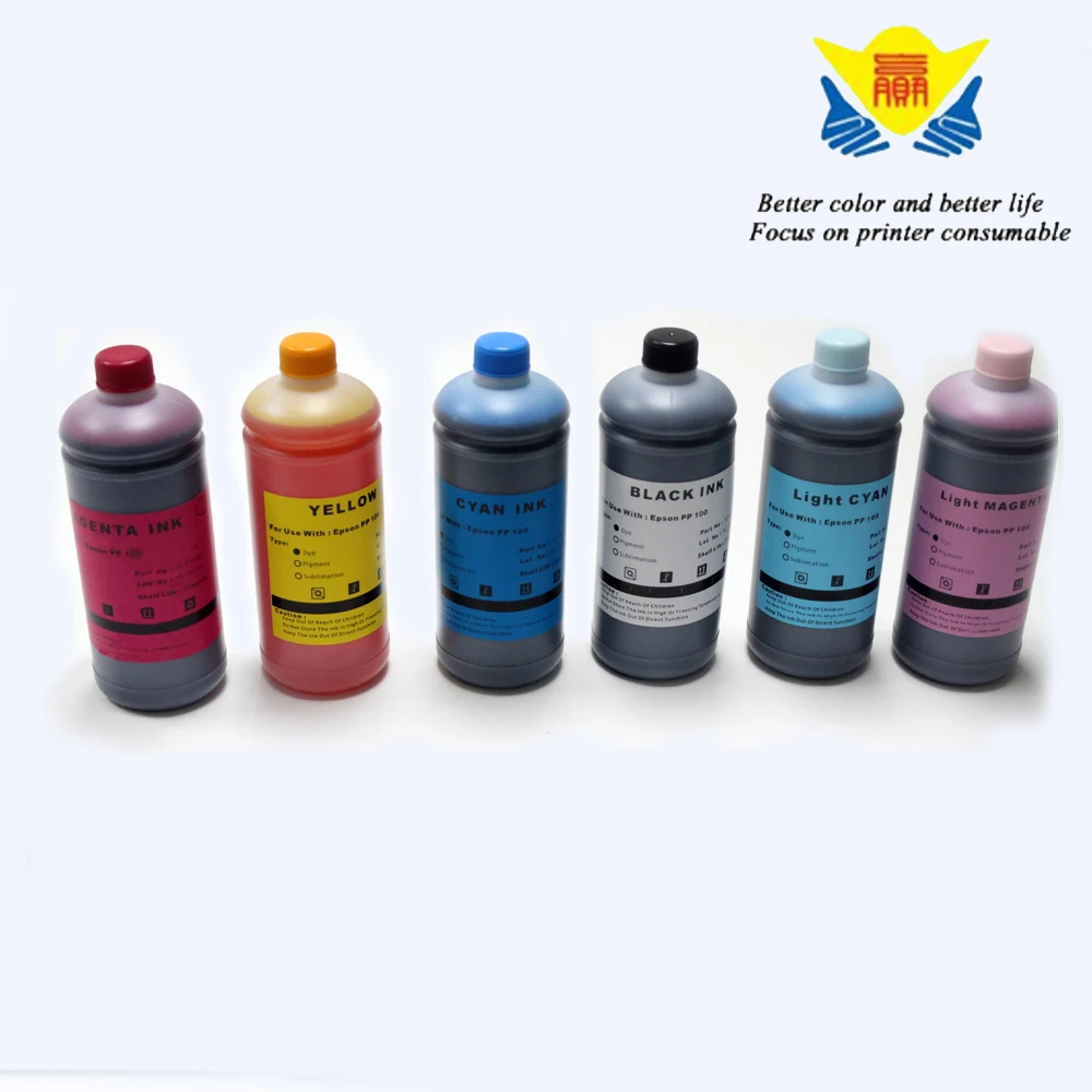 Горячая распродажа! Красочный 6*1000 мл BK/C/M/Y/LC/LM совместимый Эко-растворитель краситель чернила для Epson