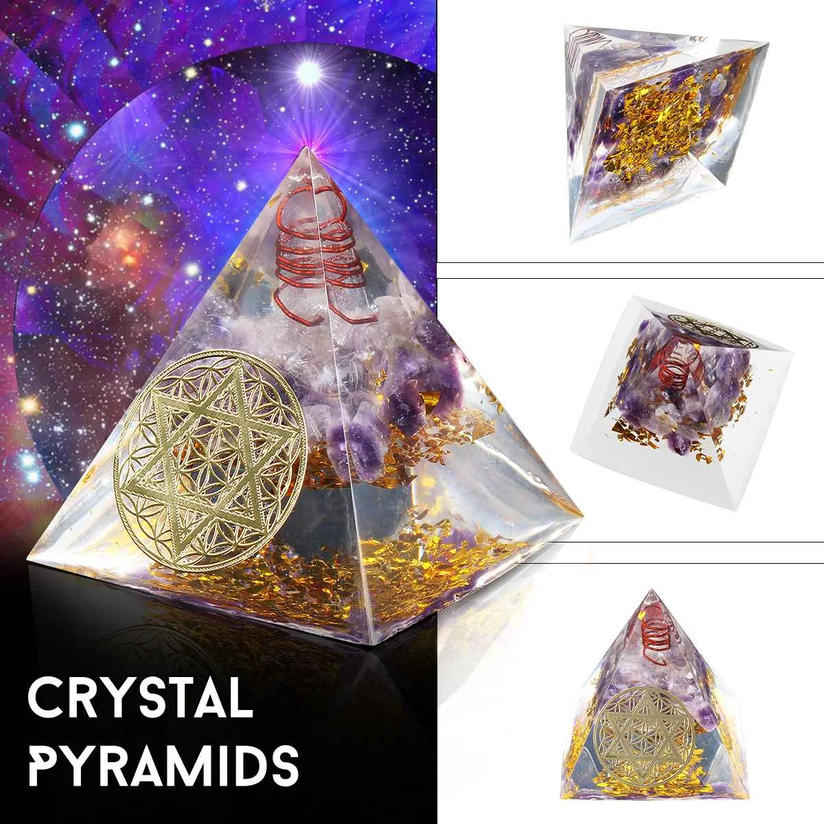 

Purple Orgone Pyramid 6.5cm bottle edge Healing Pyramid Amethyst Pyramid Crystal Crafts Ornament Home Decor Crafts Lucky Gifts