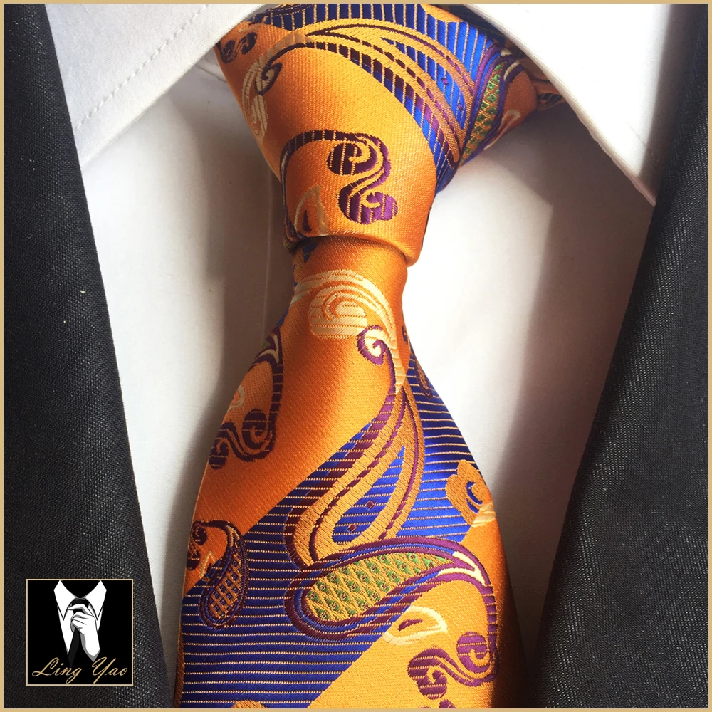 Fashion Design 8cm Young Ties Stylish Casual Fancy Golden Floral