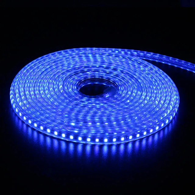 Светодиодная лента Водонепроницаемая SMD 5050 светодиодная лента AC220V гибкая 60 светодиодов/метр наружное садовое освещение с европейской вилкой - Испускаемый цвет: Blue