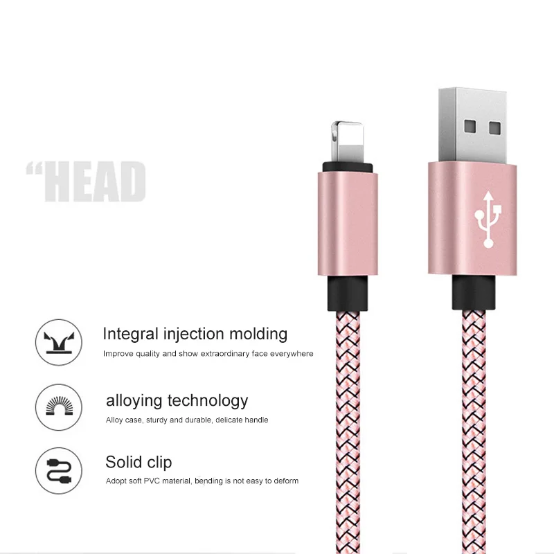 20 см 1 м 2 м 3 м данных USB зарядное устройство кабель для iPhone 6S 6 s 7 8 плюс Xs Max XR X 10 5S iPad нейлон быстрой зарядки происхождения длинный провод шнур