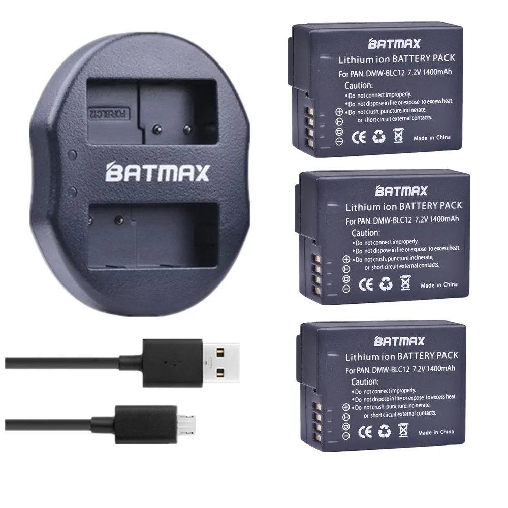3 шт. DMW-BLC12 DMW BLC12 DMWBLC12 аккумуляторная батарея+ USB двойное зарядное устройство для Panasonic DMC GH2 G5 G6 V-LUX4 DMC-GH2 FZ1000