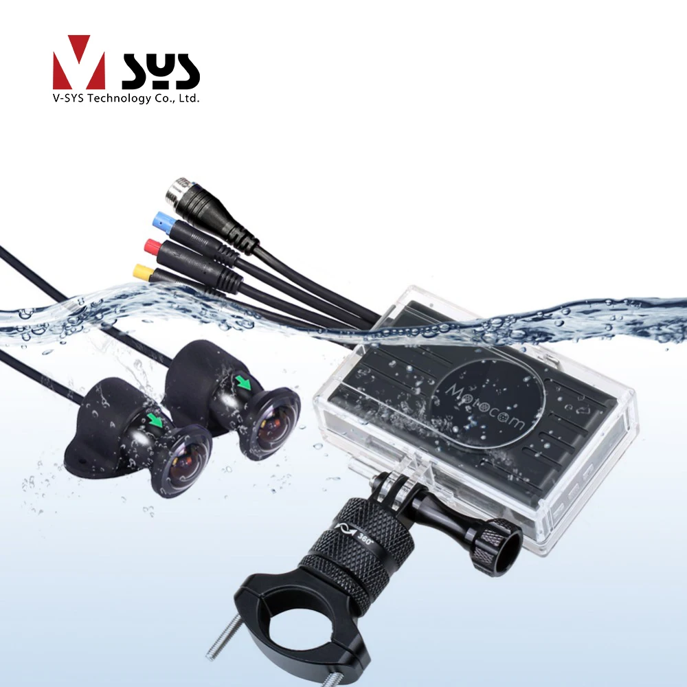 

SYS VSYS Waterproof Dash Cam WiFi Dual 1080P Front & Rear View 170 Degree Wide Angle Lens For Motorcycle DVR Recording System
