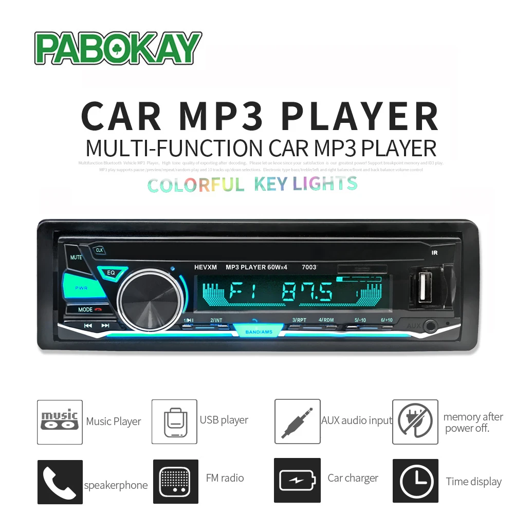 

12V Bluetooth3.0+ EDR Vehicle Electronics In-dash MP3 Audio Player Car Stereo FM Radio with USB/SD/MMC/TF Card Port