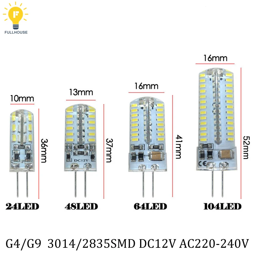 G4 Светодиодная лампа 3 Вт 6 7 12 3014SMD 24LED 48LED с углом обзора 360 лучей светодиодная