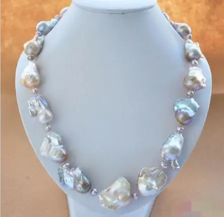 

FREE SHIPPING>>>@@ > 3606 PINK LAVENDER BAROQUE KESHI REBORN PEARL NECKLACE