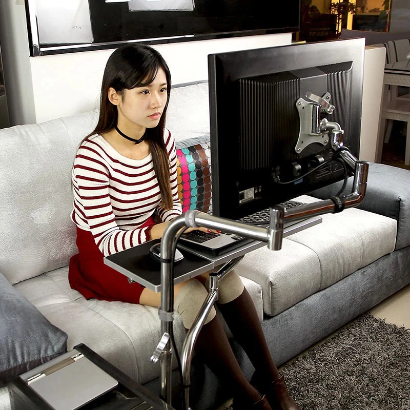OK611 Bedside Moving Laptop Stand Adjustable Sofa Computer Monitor Holder Mount +Keyboard Holder Ro
