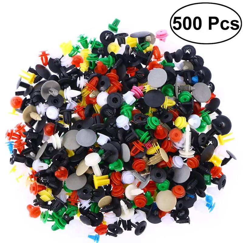 500 Pcs Nylon Automotive Push Pins Bumper Fastener Rivet Clips Car Push