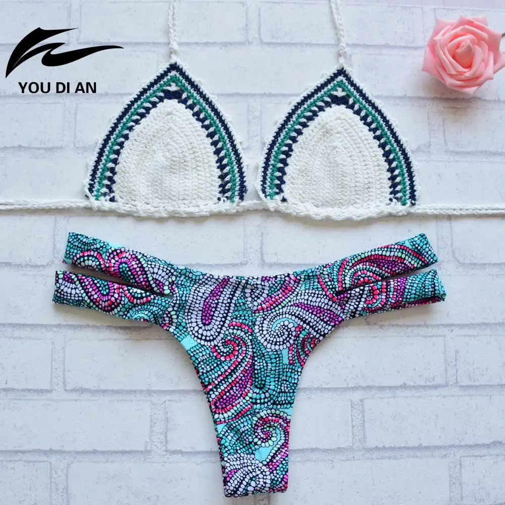 Crochet Bikini 2017 New Bikinis Mujer Low waist Ladies Bikini Swimming