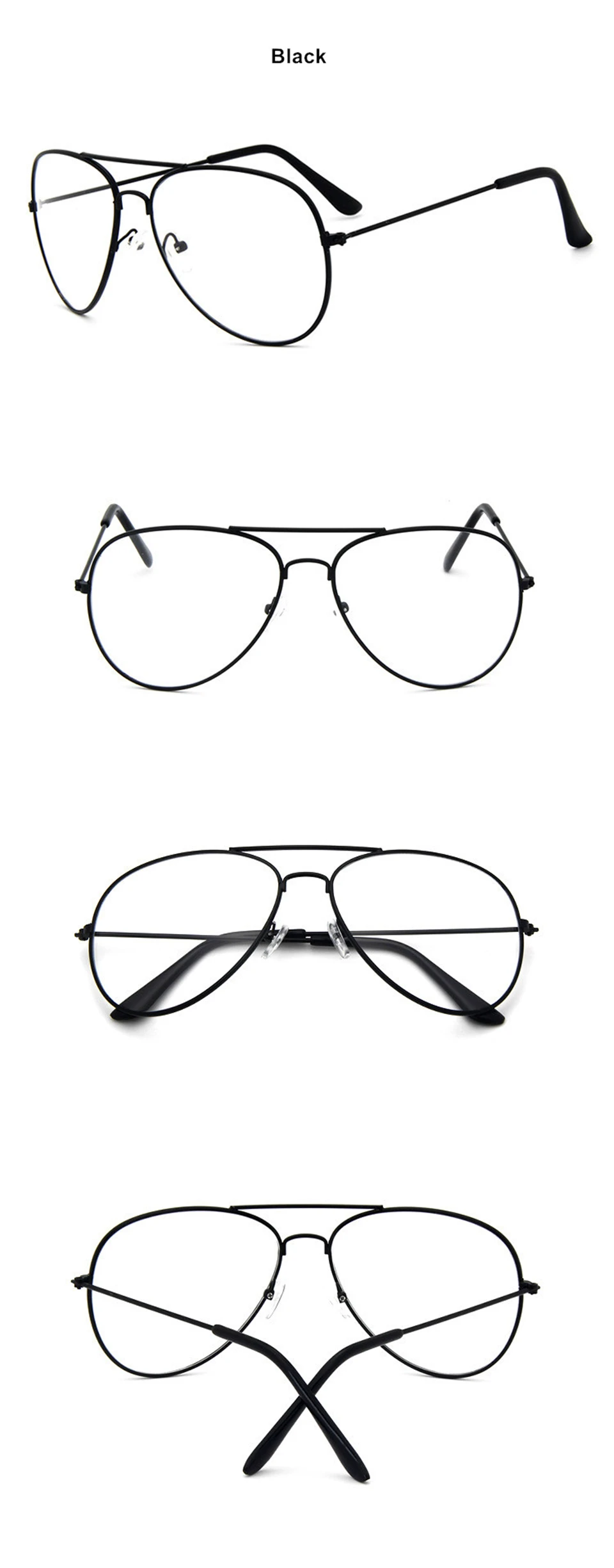 Пилот солнцезащитные очки с оправой оптикой очки прозрачные линзы женские очки прозрачные мужские Оптические сплав металлический глаз с