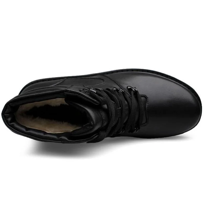 Натуральная кожа мужские ботинки из натуральной коровьей кожи мужские высокие модные теплые зимние ботинки Большие размеры 37-48 Мужские Черные ботильоны 141125