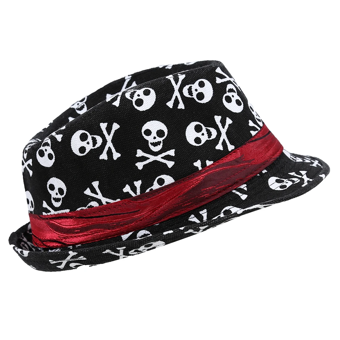 HTHL-Детская кепка для маленьких мальчиков и девочек, Шляпа Fedora-черная с рисунком черепа