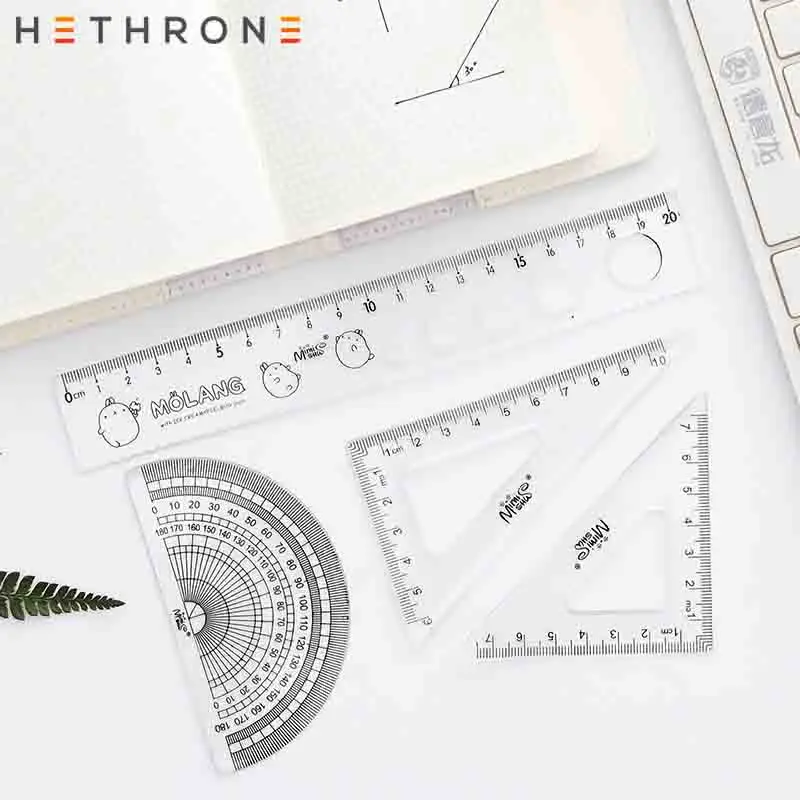 Hethrone 4 шт./компл. Фламинго студент рисования правителей треугольный транспортир линейкой Математика канцелярские живопись костюм