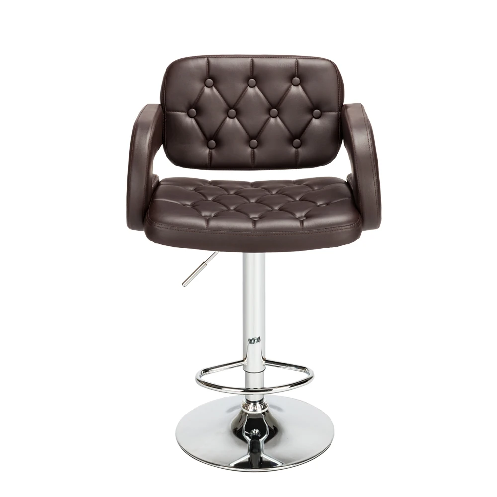 

2Pcs PU Leather Swivel Bar Stool Counter Stools Height Adjustable Bar Chairs with Back Hydraulic Modern Pub Stool - US Stock