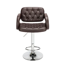 2Pcs PU Leather Swivel Bar Stool Counter Stools Height Adjustable Bar Chairs with Back Hydraulic Modern Pub Stool — US Stock
