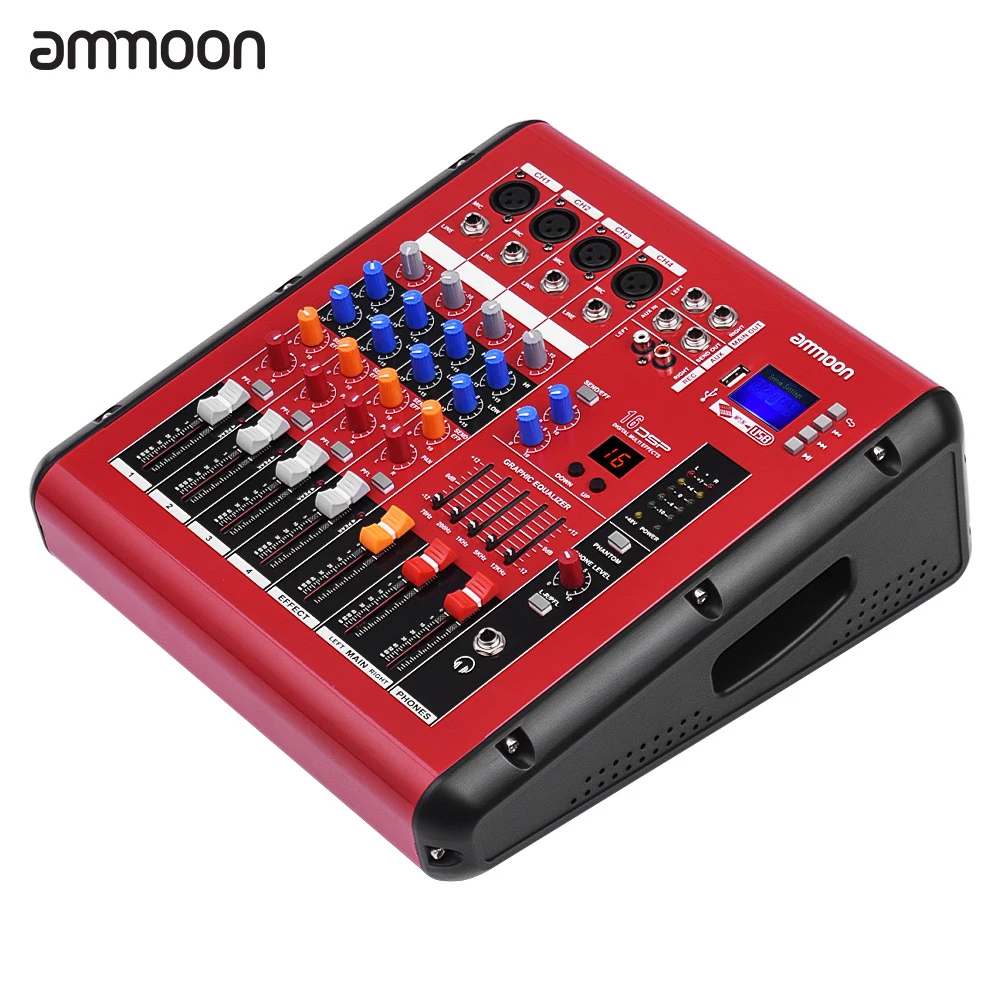 Ammoon PMR606 6 канальный цифровой Миксер с усилителем мощности для записи DJ сцены