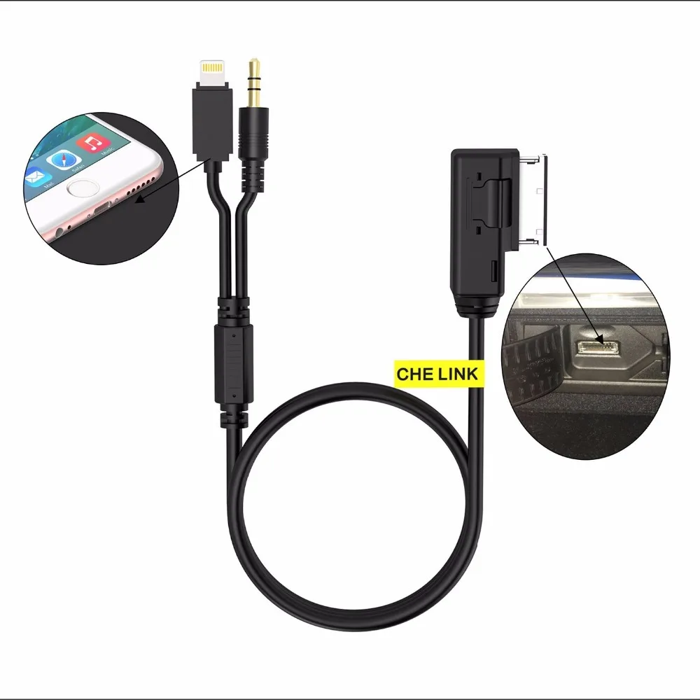 Кабель адаптер для iPhone 5 5S 6 Audi A3 A4 A5 A6 A8 Q5 Q7|ami aux cable|aux 8pinaux cable adapter |