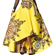 Hitmebox для женщин Мода Африканский таможенный принт Высокая талия Асимметричная длиной макси бальное платье большие качели Low Cut подол