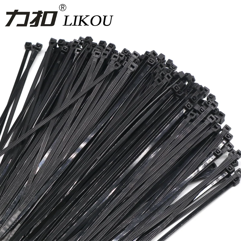 Нейлоновые кабельные стяжки LIKOU 4x100 4x120 4x150 4x200 4x250 4x300 4x350 4x400 4x450, пластиковые самозакрывающиеся кабельные стяжки 250 шт. Черный (art.: 7afae1033) - 7afae1033