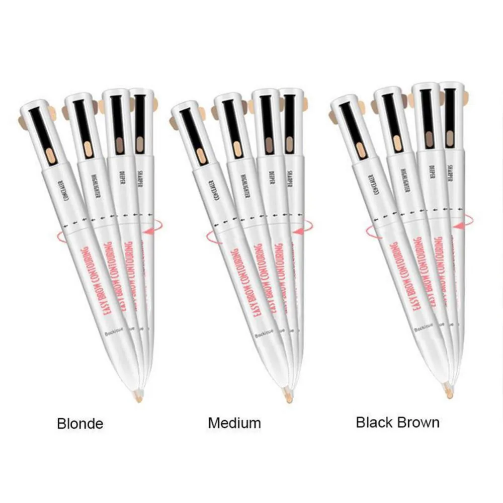 

4-in-1 Natural Long Lasting Eyebrow Contour Pen Highlighting Brow Microblading Eyebrow Outline Tattoo Pen Eyebrow Pencil Dye