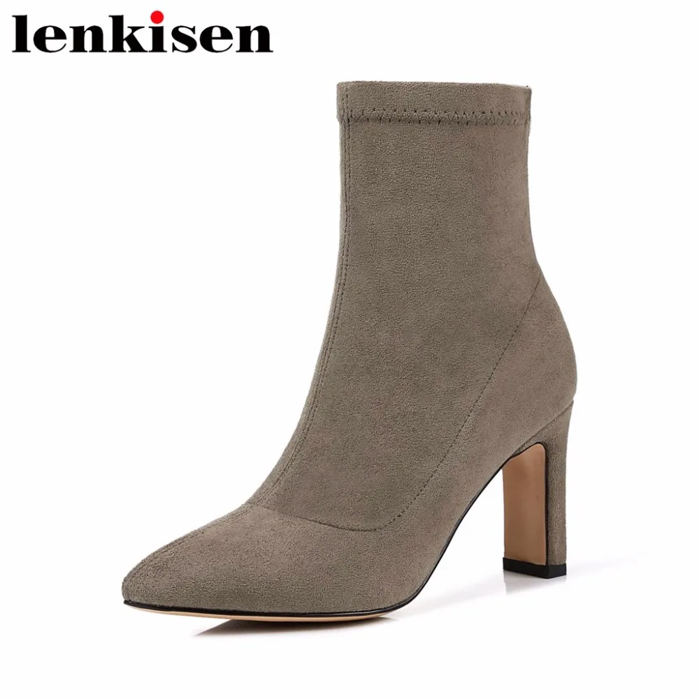 Bottes Troupeau Solide Talons Pointu Bucke brown Décoration Vacances Rencontres Femmes Noir Mode Slip Cheville marron Étrange L00 Sur Orteil khaki Med Nouvelle Lenkisene dTtwII
