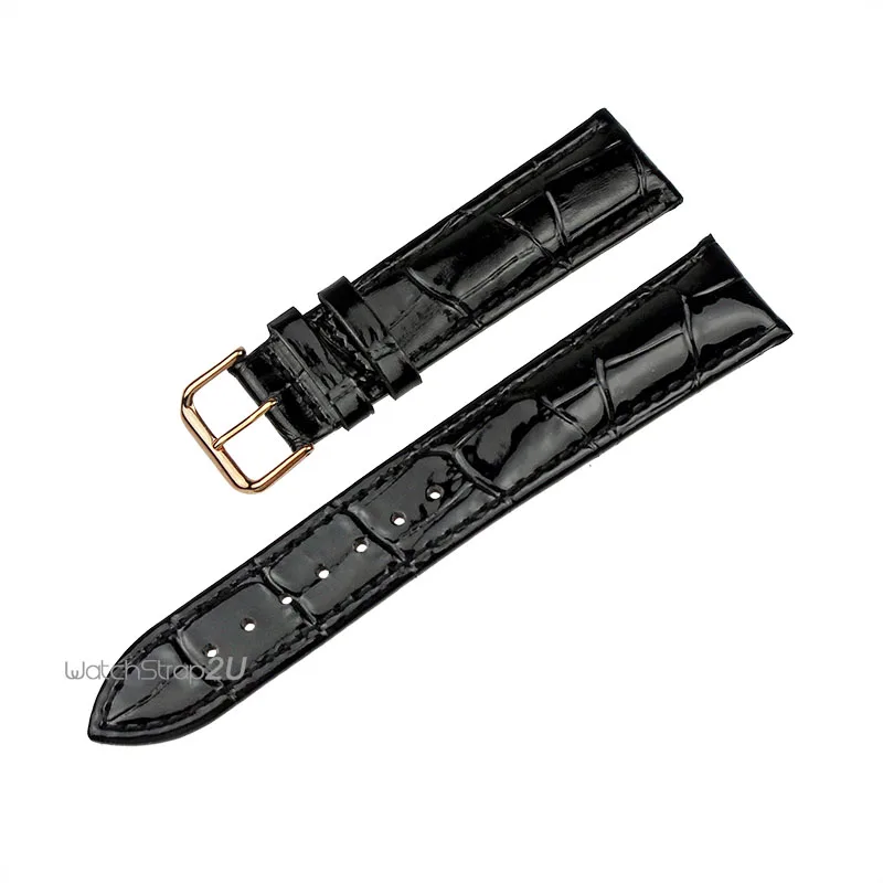 

Black Brown Alligator Crocodile Grain Genuine Leather Watch Band Strap Rose Gold Pin Buckle 18mm 20mm 22mm