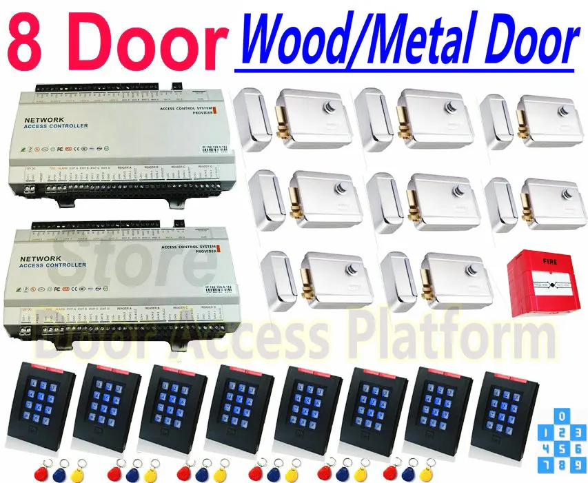 Us 703 09 8 Doors Controller Panels With 8 Password Pin Code 125khz Id Card Reader 8 Pcs Electro Rim Control Lock Pc Software Web Ip Remo In Access