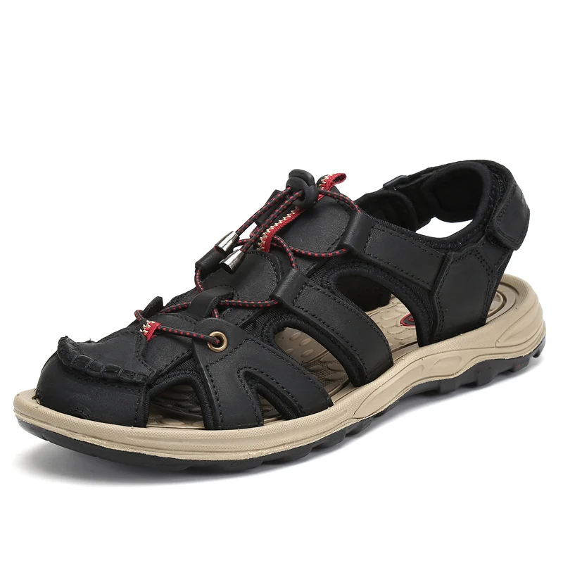 Пляжные сандалии; Летняя обувь; мужские воздухопроницаемые наружные тапочки; обувь для серфинга; нескользящие кроссовки для кемпинга; Tenis Masculino - Цвет: Черный
