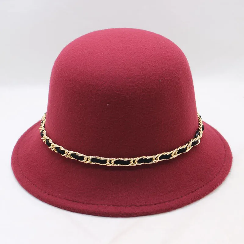 

Elegant Hat Women Ladies Retro Winter Hat Wide Brim Solid Wool Felt Bowler Hat for Women Floppy Female Hats
