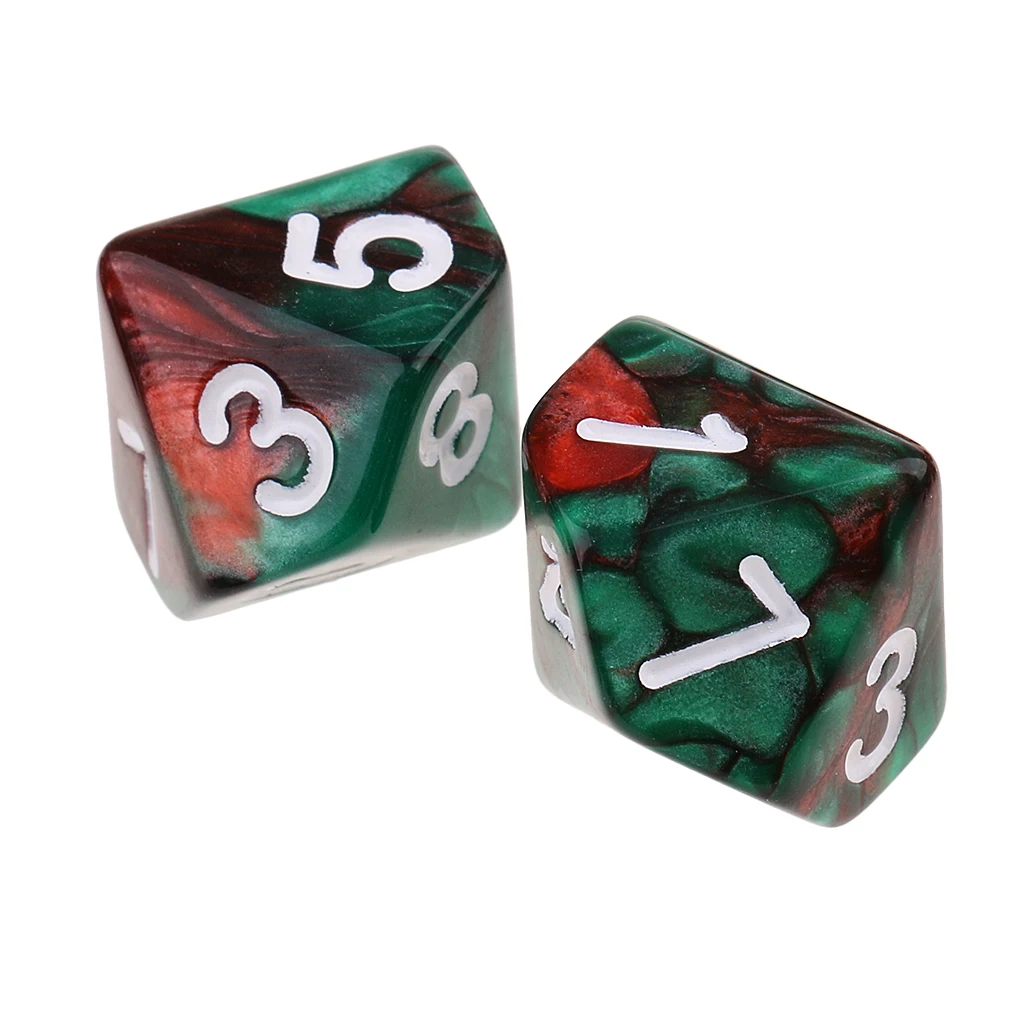 Perfeclan 10pcs 10 Sided D10 Polyhedral Dice Double Color for DND RPG MTG Board Game Accessories Double Colors Dice