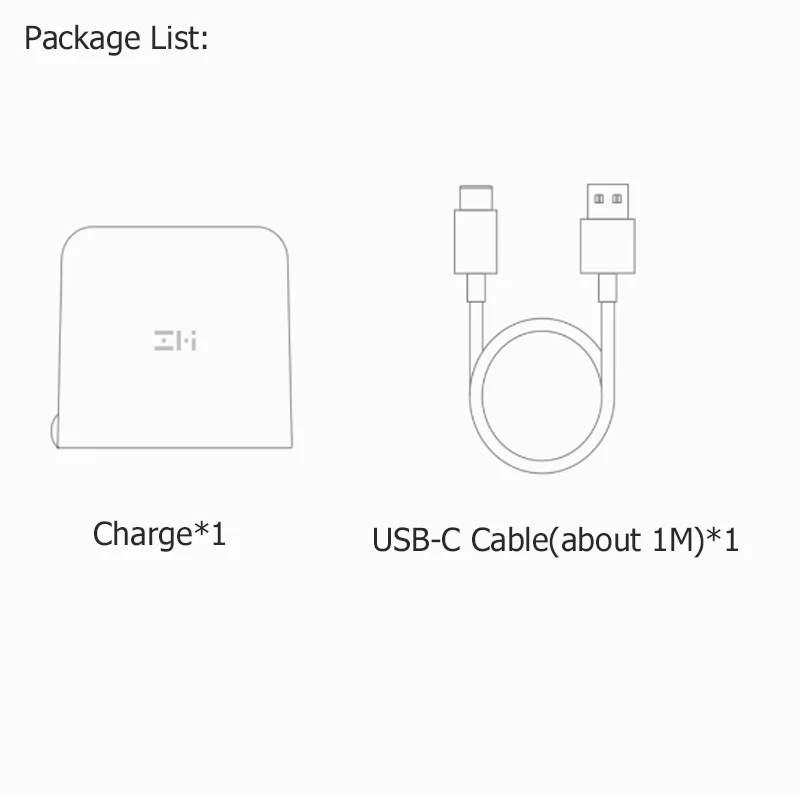 Xiaomi ZMI быстрое зарядное устройство QC3.0 5 V/3.6A dual USB с Тип type-C для быстрой зарядки 100 V-240 V для IOS и Android телефон H30