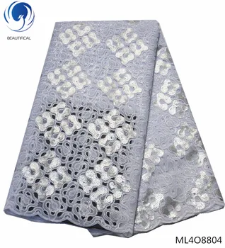 

BEAUTIFICAL double organza lace fabric wedding lace fabric nigerian lace fabrics with sequins top quality 5 yards/piece ML4O88