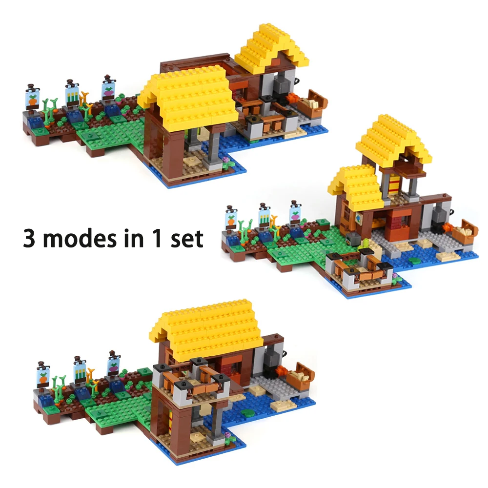 

Fit Legoness Minecraft 21141 The Farm Cottage Village Lifestyle 619pcs Set Building Blocks Toys Children Gifts Minifigs Figures