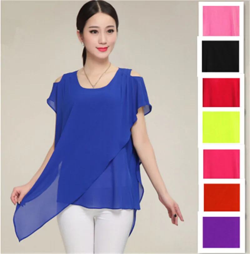 

2019 Summer women tropical Asymmetric chiffon shirts blouse, vestidos femininos,blazer women,plus size blouse 4XL 5XL 6XL black
