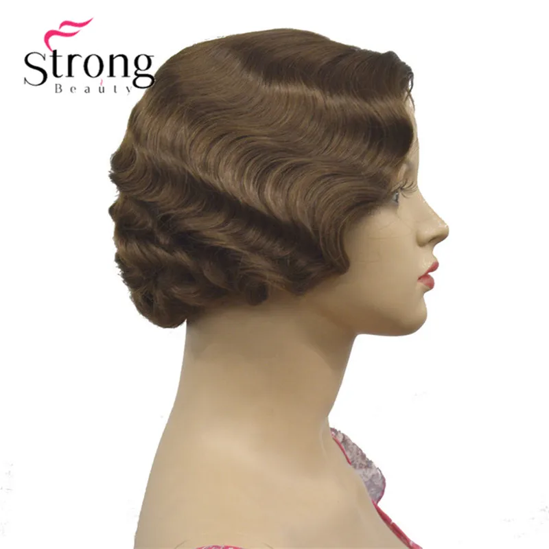 StrongBeauty 1920's Flappers Короткий Палец Волна светильник блонд полный синтетический парик