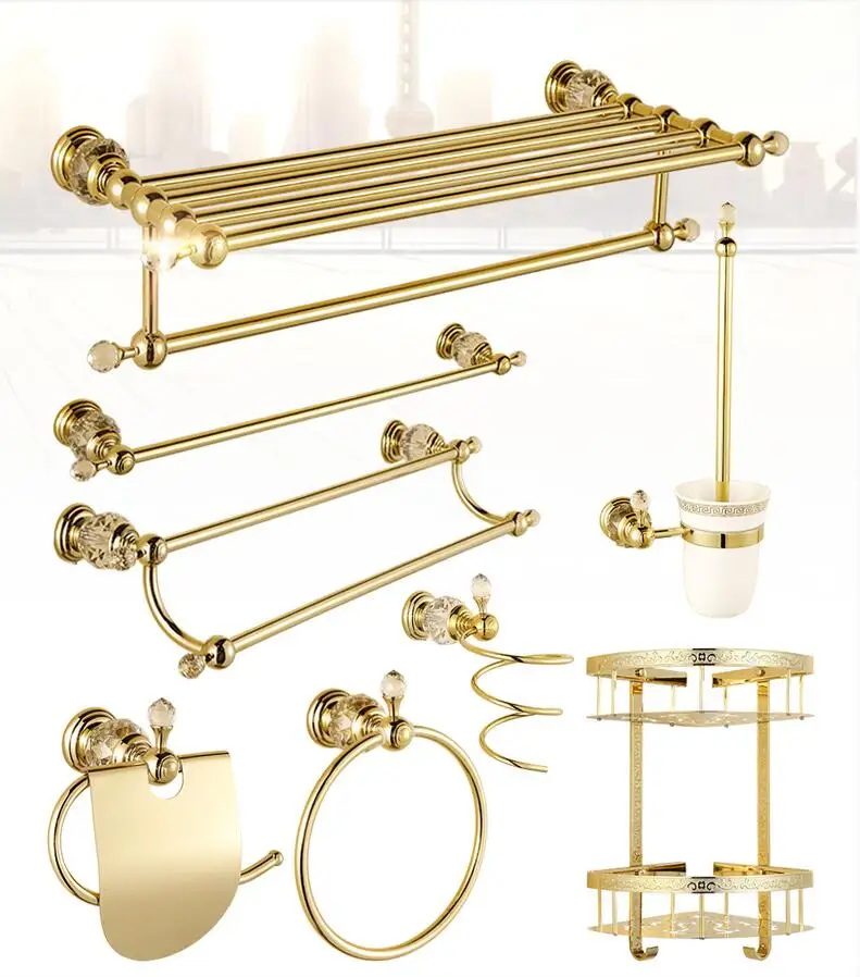 Top High Quality Solid Br Gold Finish Bathroom Accessories Set Quality Solid Br Gold Finish