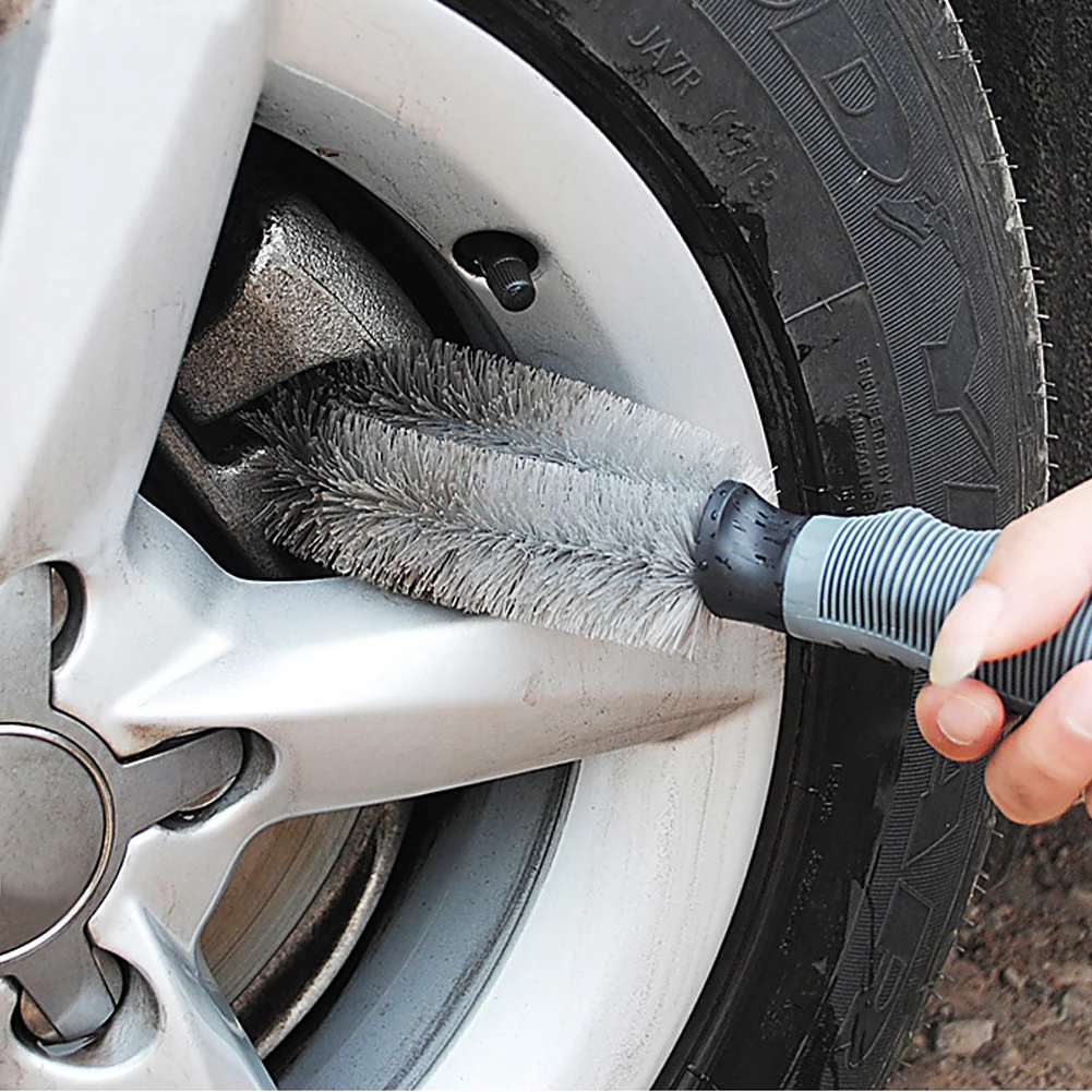 

Car Accessories Wheel Brush Gray Car Styling Wash Soft Rubber Grip Brush car detailing Cleaning Supplies Car Wash Brush Hot sell