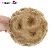 SHANGKE женский шиньон Бун пончик клип в шиньон черный/коричневый синтетический высокотемпературный волокно шиньон