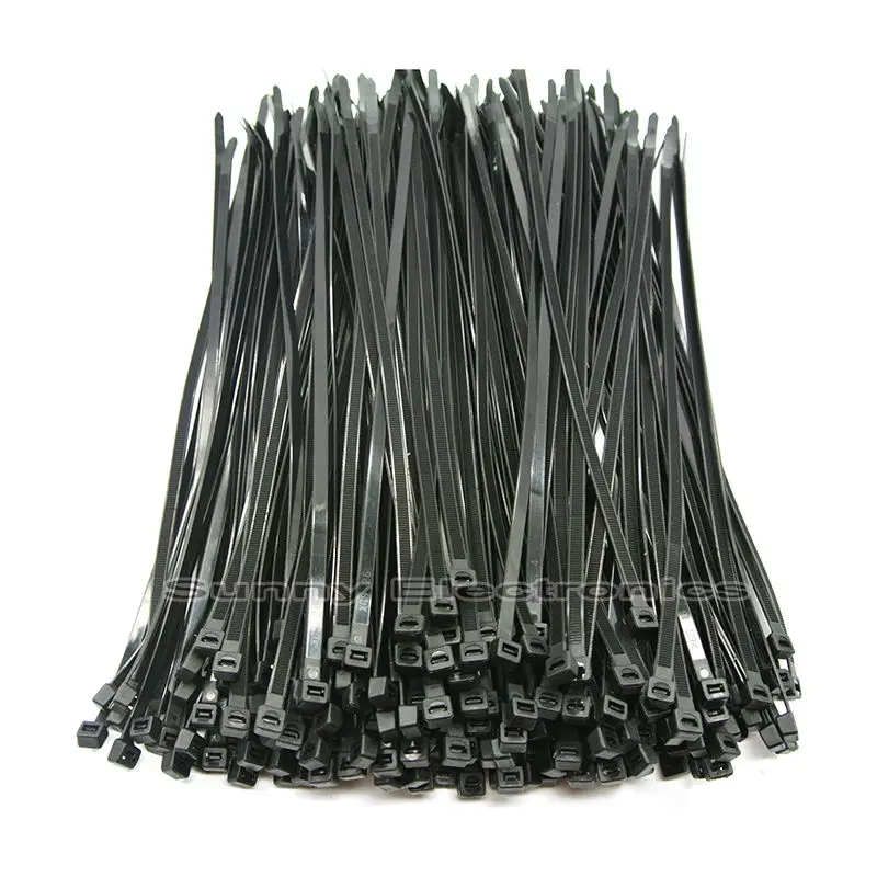 8" inch 200mm X 3mm Cable Wire Zip Ties Black Self Locking Nylon Cable