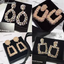 Dvacaman, модные квадратные висячие серьги с кристаллами для женщин, очаровательные серьги с металлической подвеской, массивные Свадебные вечерние серьги, подарки, ювелирное изделие