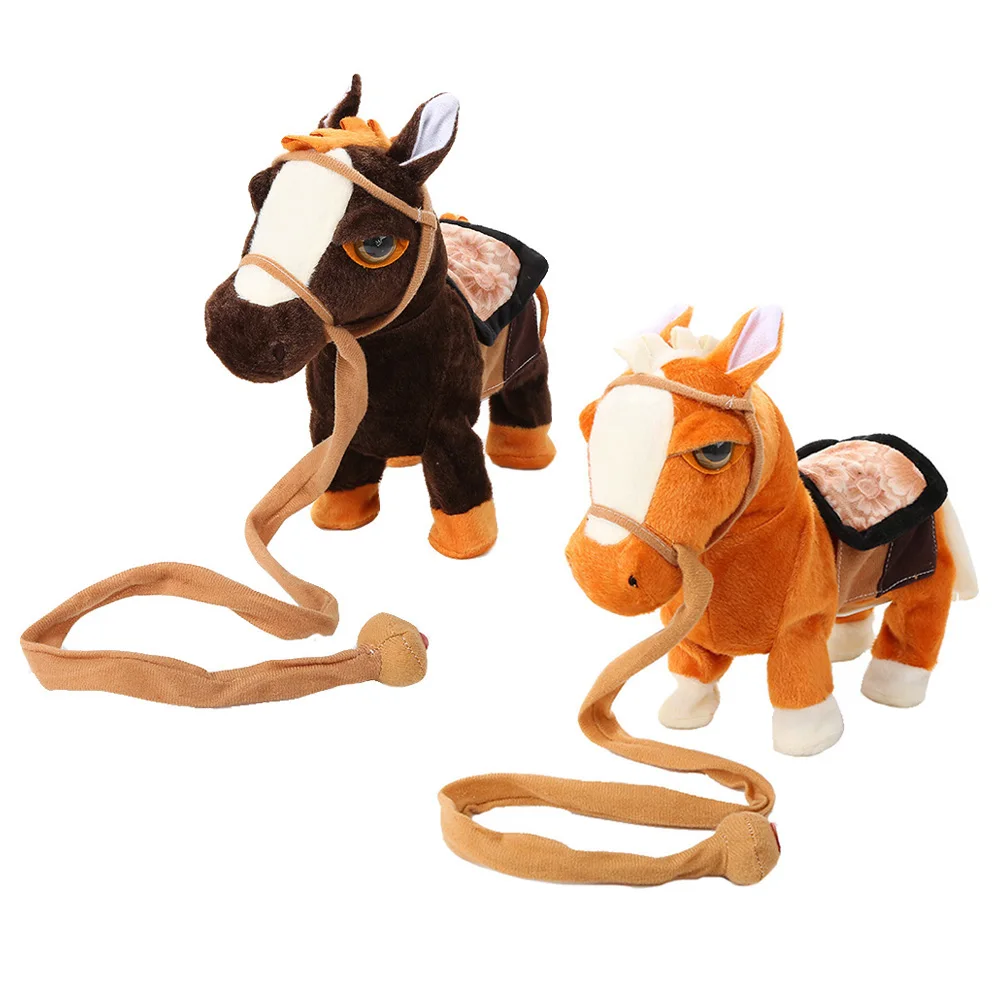 Электрическая прогулочная плюшевая лошадь батарейка для игрушек с питанием от набивных животных детская игрушка Рождественский подарок S7JN