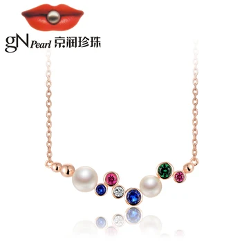 

gNpearl Pearl necklace 5-7mm round pearlsilver 925 jewe necklace Fashion freshwater pearl chain necklace Send girlfriend to wife
