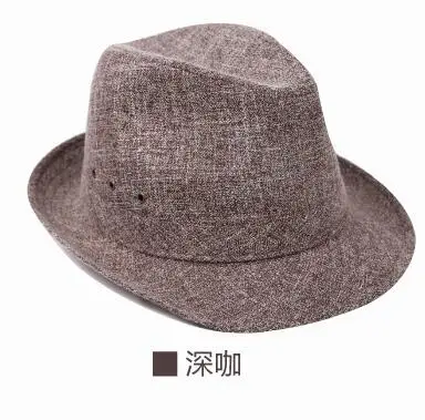 Коричневый Взрослая Шляпа Fedora Мужская Весенняя и летняя хлопковая Шляпа Fedora Мужская Панама джазовая, шляпа пожилого джентльмена шляпа от солнца B-8281 - Цвет: Коричневый