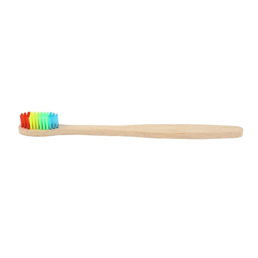 1 шт цветная головка бамбуковая зубная щетка окружающей среды деревянная Радужная бамбуковая зубная щетка для ухода за полостью рта мягкая щетина