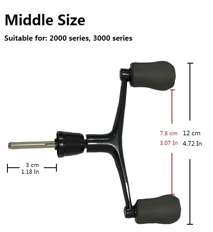Рыболовная катушка ручка полностью Металлическая спиннинговая катушка Складная ручка J3FR двойные ручки ручка коромысла из нержавеющей стали два размера - Цвет: Middle Size