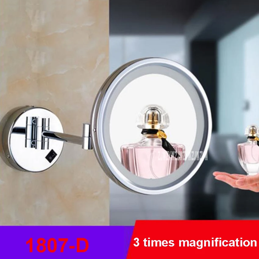 

New 1807D Wall Mounted Makeup Mirrors 8 Inches Round Side Folding LED Light Magnifying Mirror Bathroom Cosmetic Mirror 110V/220V